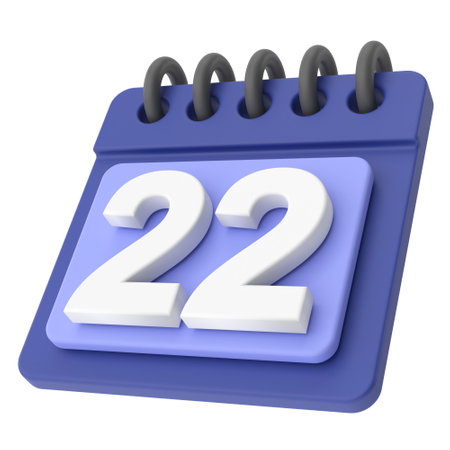 22nd. Twenty-second day of month. 3D calendar icon.の写真素材