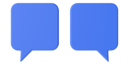 Speech bubble. Speech balloon. Text box. 3D illustration.の写真素材