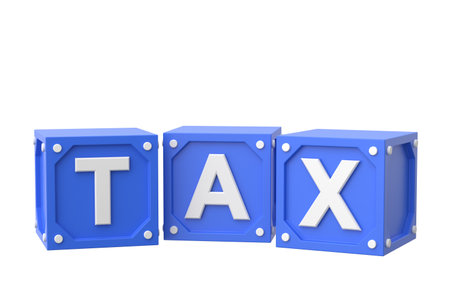 Tax text box. 3D illustration.の写真素材