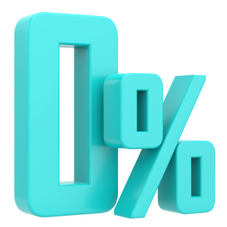 3D 0%. Zero percent installment. 3D illustration.の写真素材