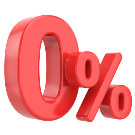 3D 0%. Zero percent installment. 3D illustration.の写真素材