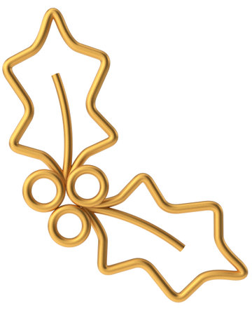 Christmas line art. Christmas leaf. 3D illustration.の写真素材