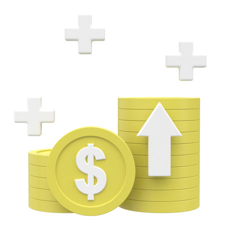 3D coin. Coin stack. Saving money. 3D illustration.の写真素材