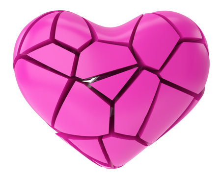 Broken heart. Heartbroken. lovelorn. 3D illustration.の写真素材