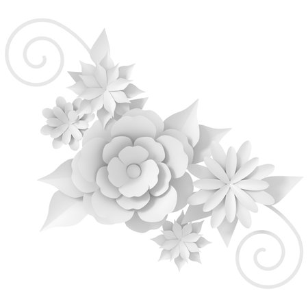 3D flower. Paper flower. 3D illustration.の写真素材