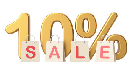 3D ten percent sale. 10% sale. 3D illustration.の写真素材