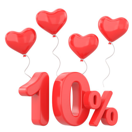 Valentine sale. Ten percent sale. 10% sale.の写真素材