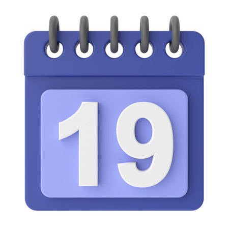 19th. Nineteenth day of month. 3D calendar icon.の写真素材