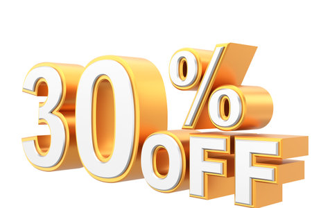 3D thirty percent off. 30% off. 30% sale.の写真素材