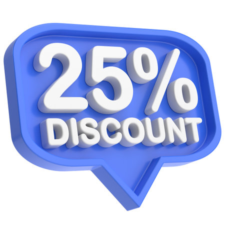Twenty five percent discount. 25% discount. 3D illustration.の写真素材