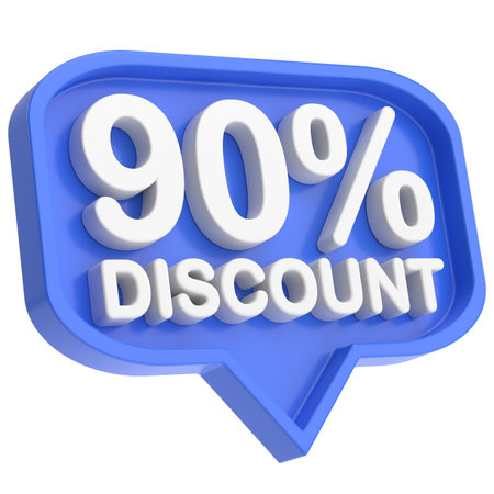 3D ninety percent discount. 90% discount. 3D illustration.の写真素材