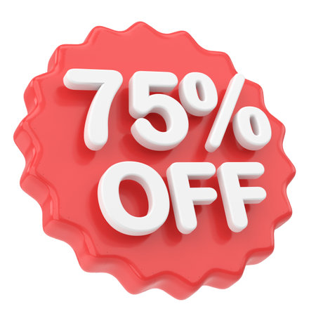 Seventy five percent off. 75% off. Sale badge.の写真素材