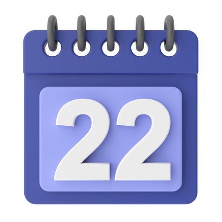22nd. Twenty-second day of month. 3D calendar icon.の写真素材