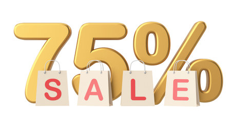 Seventy five percent sale. 75% sale. 3D illustration.の写真素材