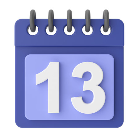 13th. Thirteenth day of month. 3D calendar icon.の写真素材