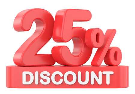 Twenty five percent discount. 25% discount. 25% sale.の写真素材