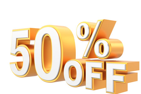 3D fifty percent off. 50% off. 50% sale.の写真素材