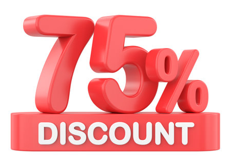 Seventy five percent discount. 75% discount. 75% sale.の写真素材
