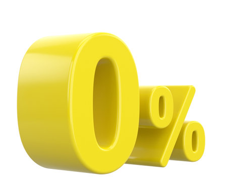 3D 0%. Zero percent installment. 3D illustration.の写真素材