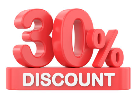 3D thirty percent discount. 30% discount. 30% sale.の写真素材