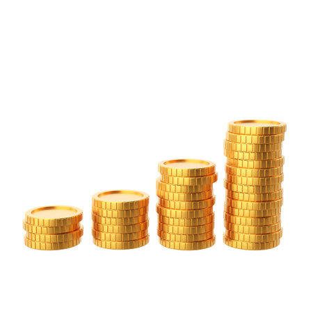 Golden coin. Coins stack. 3D illustration.の写真素材