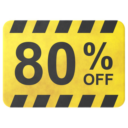 3D eighty percent off. 80% off. Sale badge.の写真素材