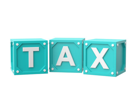 Tax text box. 3D illustration.の写真素材