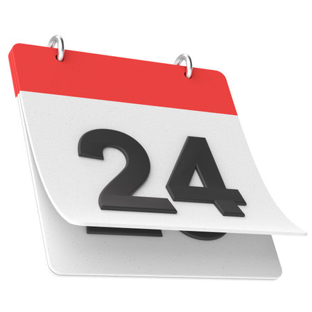 24th. Twenty-fourth day of month. Calendar. 3D illustration.の写真素材