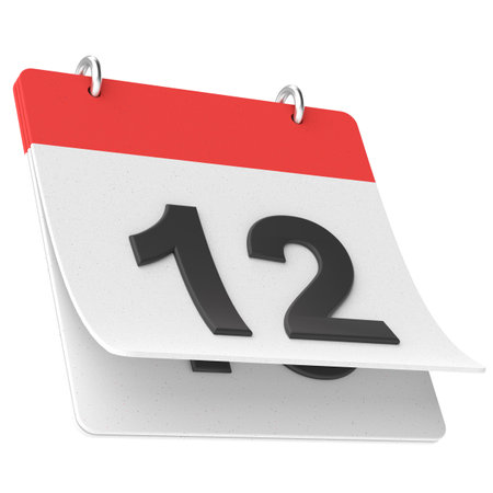 12th. Twelfth day of month. Calendar. 3D illustration.の写真素材
