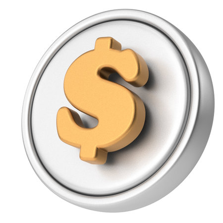 Dollar sign. 3D coin. 3D illustration.の写真素材