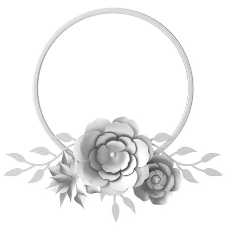 Silver flower. 3D flower. 3D illustration.の写真素材
