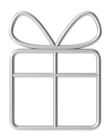 Christmas line art. Christmas gift box. 3D illustration.の写真素材