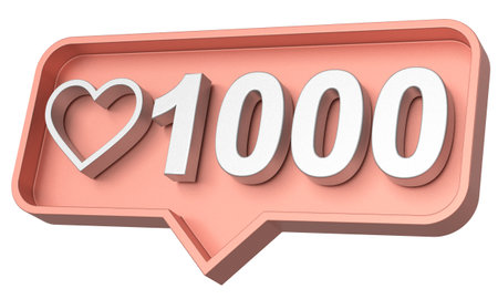 One thousand likes. 1000 likes. Like icon. 3D illustration.の写真素材