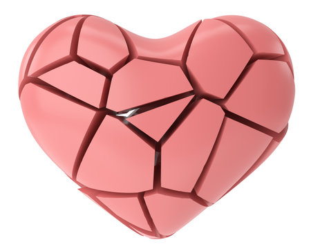 Broken heart. Heartbroken. lovelorn. 3D illustration.の写真素材