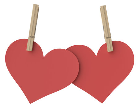 Heart paper. Valentine card decoration. 3D illustration.の写真素材