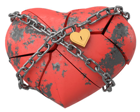 Broken heart. Heartbroken. lovelorn. 3D illustration.の写真素材