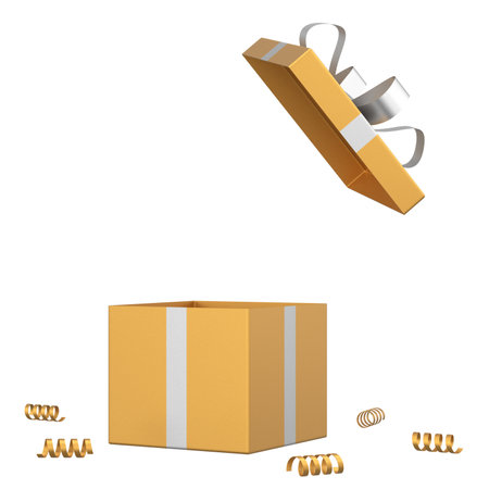 Opened Gift Box. 3D gift box. Open gift box. 3D illustration.の写真素材