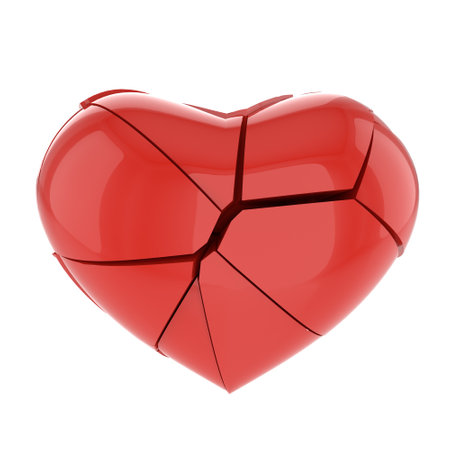 Broken heart 3D model. 3D illustration.の写真素材