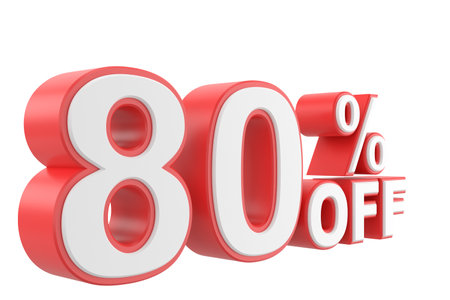 3D eighty percent off. 80% off. 80% sale.の写真素材