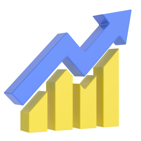 Growth graph, Growth chart. 3D illustration.の写真素材