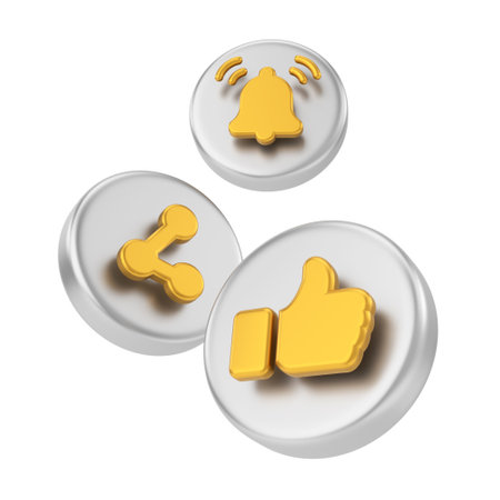 Like share and subscribe icons. 3D icon.の写真素材