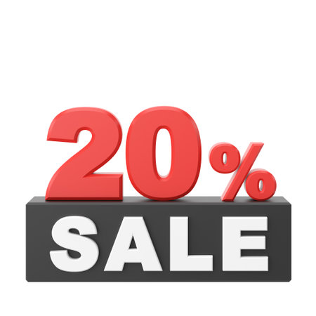 3D twenty percent sale. 20% sale. Sale banner decoration.の写真素材