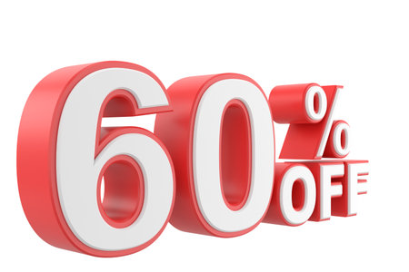 3D sixty percent off. 60% off. 60% sale.の写真素材