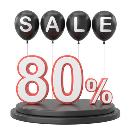 3D eighty percent sale. 80% sale. Sale decoration.の写真素材