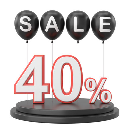 3D forty percent sale. 40% sale. Sale decoration.の写真素材
