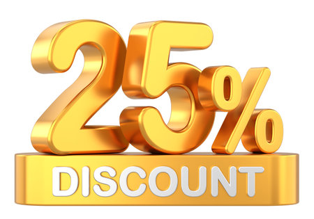 Twenty five percent discount. 25% discount. 25% sale.の写真素材