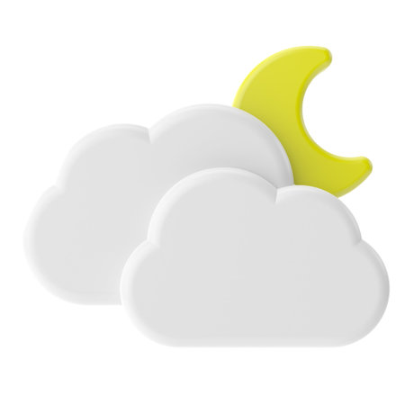 Cloudy at night. 3D weather icon. 3D climate icon. 3D element.の写真素材