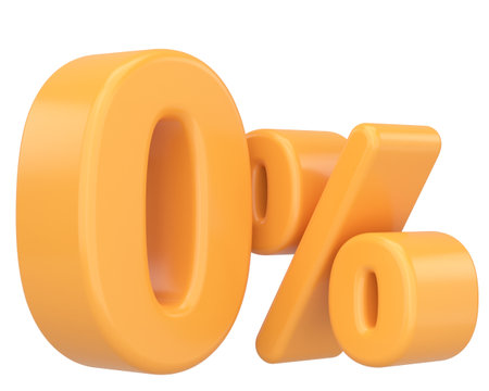 3D 0%. Zero percent installment. 3D illustration.の写真素材