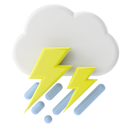 Thunderstorm. 3D weather icon. 3D climate icon. 3D element.の写真素材