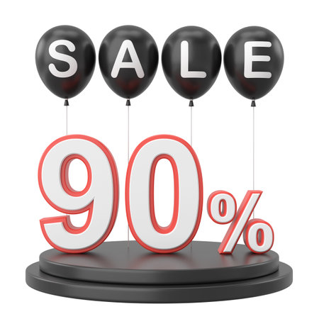 3D ninety percent sale. 90% sale. Sale decoration.の写真素材